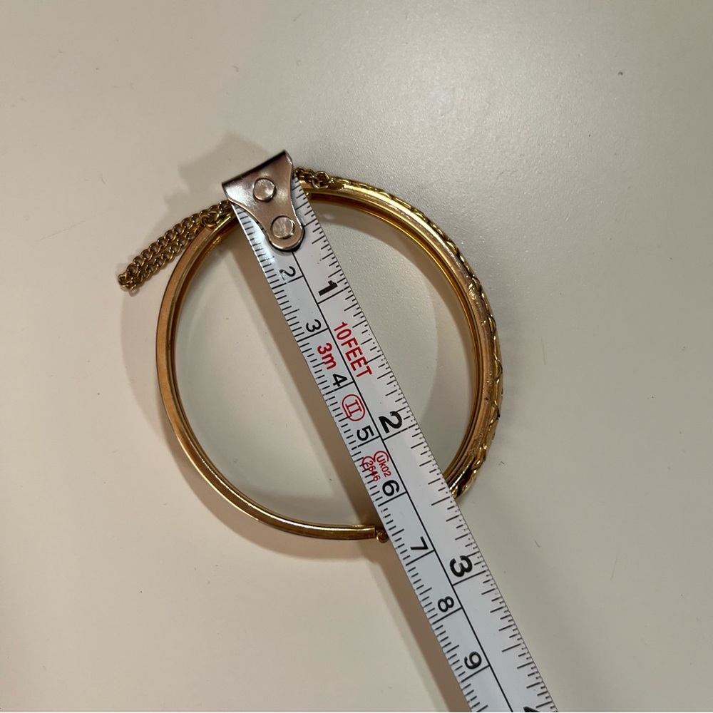 Vintage 80 90 Retro Heavy Gold plated Omega Chain Mobwife Bangle Bracelet - Picture 12 of 13